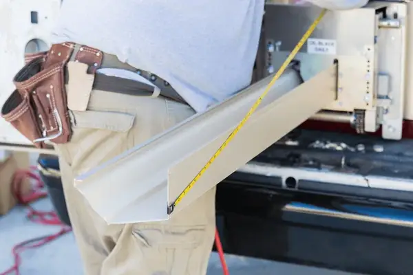 Nettoyage d’une gouttière avec descente en zinc